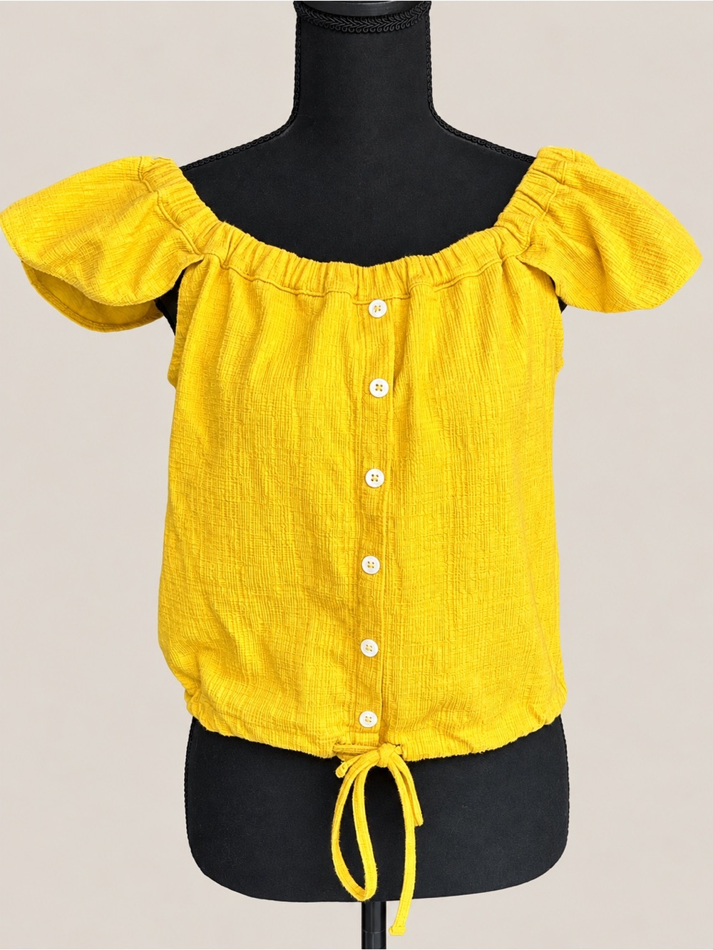 Madewell Texture & Thread Mustard Yellow Off Shoulder Top Size M